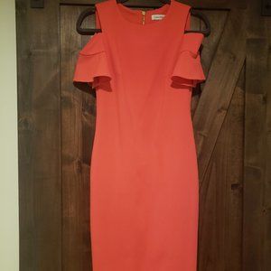 Calvin Klein Sheath Dress Cold Shoulder Pink 2